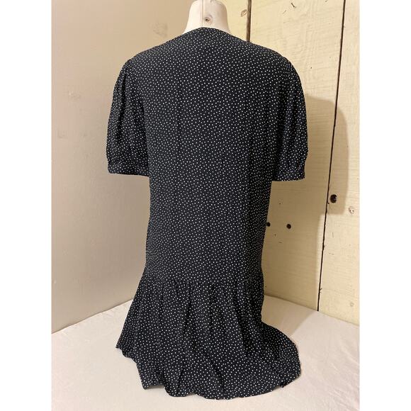 LOVESTITCH Black Polka Dot Mini Dress Short Sleeve V‎ Neck Casual - Picture 2 of 7